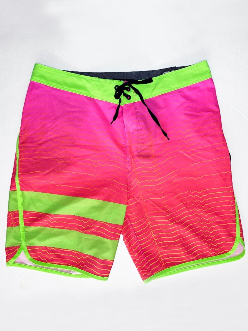 NWT Hurley Phantom Block Party Speed Boardshorts 18" Neon Pink Green - 30 Waist